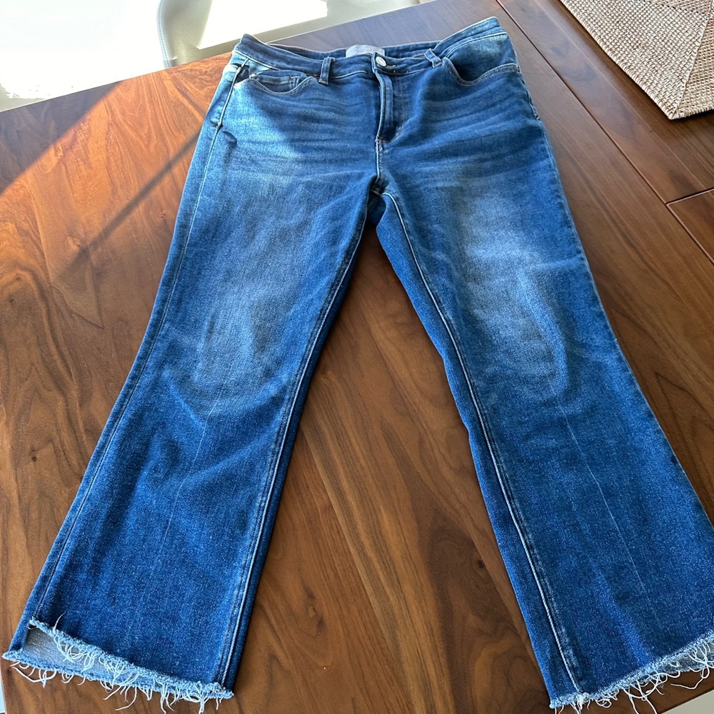 COPY - Ankle raw hew straight leg jeans